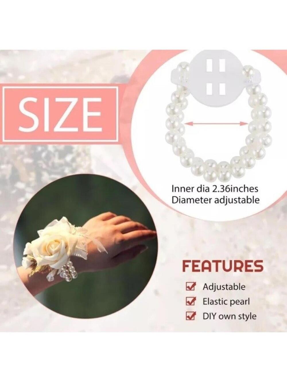 1 Elastic Pearl Wrist Corsage Wedding Pearl Bracelet DIY Wrist Accessories Prom